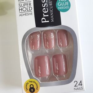 Kiss neutral Pink glitter Press on nails